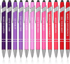 Zonon 12 Pcs Inspirational Pens Bulk Funny Ballpoint Pen with Stylus Tip Motivational Gifts for Valentine's Day Teacher Coworkers Nurse School Office Supplies(Pink Purple Colors,Boss Lady)