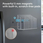 AITEE Magnetic Pen Holder for Refrigerator, Whiteboard & Locker - Acrylic 4-Magnet Organizer with Non-Slip Pads, Holds Markers, Pens, Scissors & Notes, Clear Accessory for Office, Classroom, Kitchen