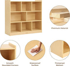 Bateso Toy Storage Organizer for Kids Room, Wooden Kids Bookshelf for Classroom, Cube Storage Organizer for Playroom, 8-Section Montessori Bookshelf & Toy Shelf for Nursery