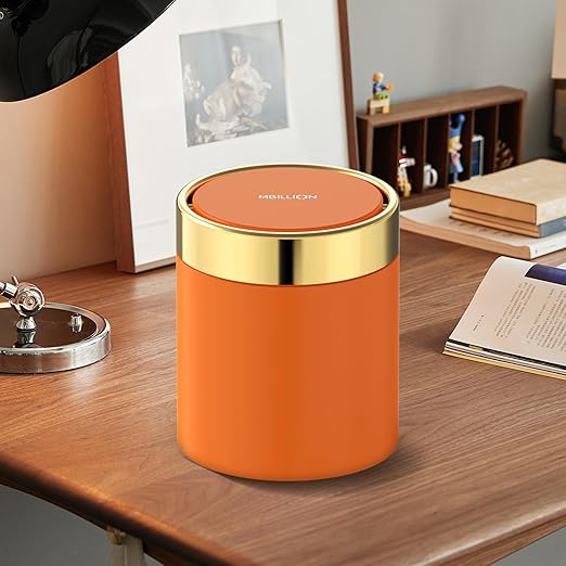 Mini Trash Can with Lid, Desktop Small Trash Can Recycling Bin Cute Metal Garbage Can for Tabletop Countertop Use,Stainless Steel 0.4Gal/1.5L Waste Bin for Office Parlor Car Bedroom,Swing Lid Open