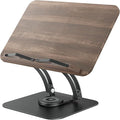 Tounee Book Stand for Reading, Adjustable Book Holder with 360° Swivel Base, Foldable Cookbook Stand Recipe Book Holder with Elastic Page Clips for Music Scores, Recipe, Tablet, Laptop-Black