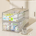 Sgoostood 2 Pack - Clear Pulling Medicine Drawer First Aid Kit Box for Bathroom, Cabinet, Closet,Medicine Organizer, Medicine Storage Box Adhesive Bandages Family Emergency Kit (L drawer)