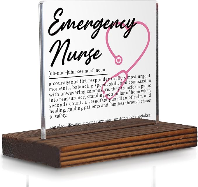 Emergency Nurse Gifts, Thank You Appreciation Gifts for ER Nurse Week Graduation Birthday Christmas Emergency Office Desk Decor Decorative Signs Plaque PA004