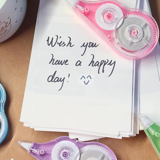 Tramboo 16 Pcs 39.4 Ft Colorful Correction Tape, White Wrong Out Tape Roller Bulk for Noting, Teacher Supplies, School, Office and Home (4 Colors)