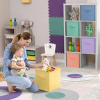 Sorbus 11 Inch Fabric Storage Cubes - Sturdy Collapsible Bins With Handle - 6 Foldable Baskets for Organizing Clothes, Toys, Books - Multi Colored Storage Baskets for Shelves, Kids Room, Closets