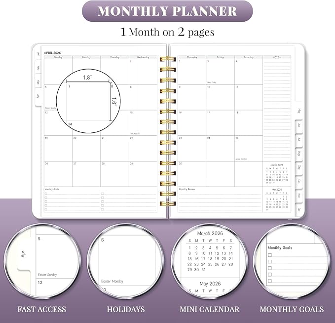 2026 Planner 8.5 x 11, Large Weekly Monthly Planners with Tabs, A4 Spiral Bound Daily Calendar 2026 Planner, 12 Month Agenda from Jan. to Dec., Flexible Cover Appointment Book(Color Butterfly)