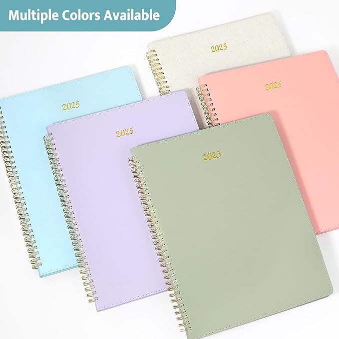 2026 Planner, Annecy Weekly ＆ Monthly Planner 2026, Jan. 2026 – Dec. 2026, 9" x 11" Monthly Agenda Planner with Tabs, Vegan Leather Cover, Spiral Binding, Double-sided Pocket, Bookmark, Grey Blue