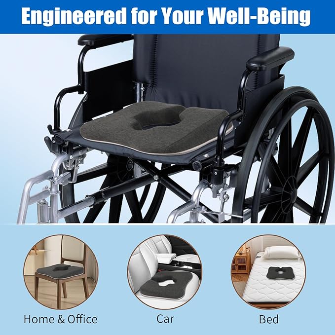 Gel Wheelchair Cushions for BedSores Prevention,Bed Sore Pad Cushion for Butt - Pain Relief for Long Sitting & Relieve Sciatica, Back, Tailbone, Pressure Sore and Ulcer Pain for Pregnant and Elderly