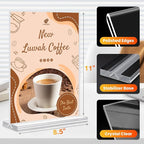 Acrylic Sign Holder 8.5x11, 10 Pack Clear Table Plastic Vertical Clear Double Sided Flyer Display, Picture Menu Stand Paper Holder Photo Sign Holder Suitable for Restaurants Office Store Show Fair