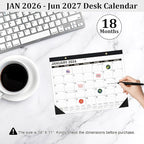 Desk Calendar 2026-2027, 14" X 11" Desktop Calendar 2026-2027, 18 Months Calander Runs from Jan. 2026 to Jun. 2027, Academic Monthly Planner for Home School Office (White and Black)