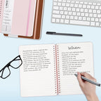 ABERLLS Pink Lined Spiral Journal Notebook with 160 Pages, 8×5.7in, A5 Spiral Notebook, Journaling Notebooks for Work, School, Women, Men, College Ruled Spiral Notebook, Hardcover Leather Journals