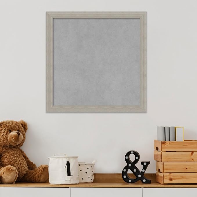 Amanti Art Grey Framed Magnetic Board 18x18 Small Vision Board for use with Magnets, 100% Metal Sheet to Display Items as Office Decor or for Home Organization in mudroom, Kitchen or Kids Room