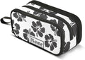 BOENLE Custom Tropical Hawaiian Hibiscus Flowers Pencil Case Box Boys Girls Personalized Name Large Pencil Pouch Stationery Pen Bag Organizer for Kids Adults School