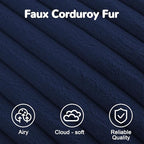 MeMoreCool Stuffed Round Pouf Ottoman Foot Rest, Soft Plush Floor Pouf Foot Stool, Corduray Footstool Footrest, Small Round Ottoman for Living Room Couch Sofa Chair, 20x15 Inch Navy