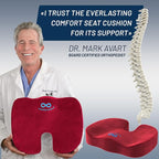 Everlasting Comfort Doctor Recommended Memory Foam Seat Cushion for Office Chairs & Car - Ergonomic Office Desk Accessories - Cushions for Tailbone Pain Relief, Sciatica (Red, Large)