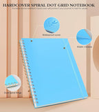 UEBZFOCS Dotted Notebook, Spiral Notebook Journal 8.5” x 11”, A4 Large Dot Grid Notebooks for Women Men, 100 GSM Dotted Paper, Plastic Hardcover Spiral Bullet Journals for Work School Sketching, Blue