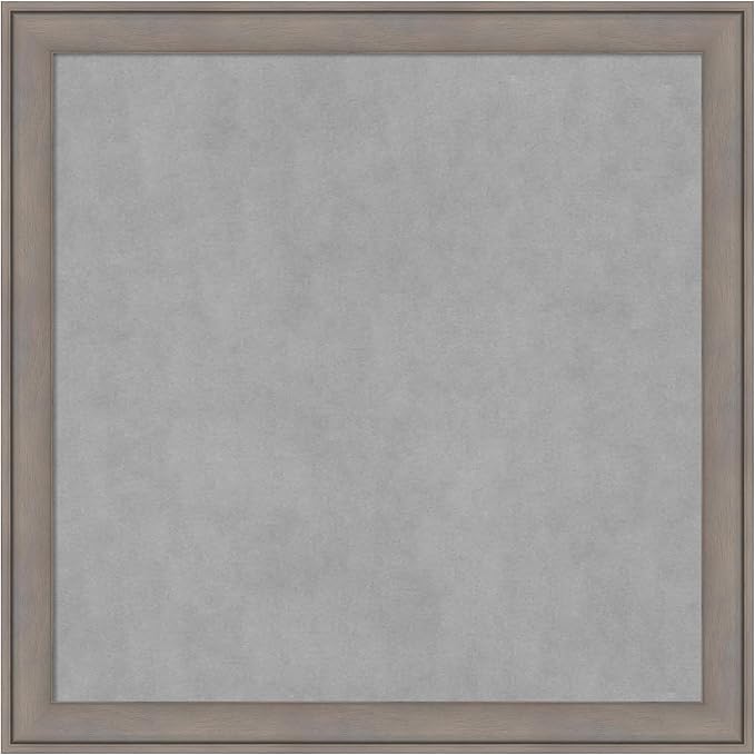 Amanti Art Grey Framed Magnetic Board 27x27 Medium Vision Board for use with Magnets, 100% Metal Sheet to Display Items as Office Decor or for Home Organization in mudroom, Kitchen or Kids Room