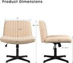 PUKAMI Criss Cross Chair,Armless Cross Legged Office Desk Chair No Wheels,Fabric Padded Modern Swivel Height Adjustable Mid Back Wide Seat Computer Task Vanity Chair for Home Office(Yellow)