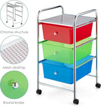Giantex Rolling Cart with Drawers, Craft Organizer with Wheels, 3 Drawer Storage Container Bins for Back to School Office Scrapbook Paper Tools Multicolor