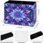 Famame Bohemian Style Mandala Print Pencil Holder for Desk, Leather Desktop Container Pen Cup Storage Study Table Pen Organizer Makeup Brush Holder for Classroom Office Home
