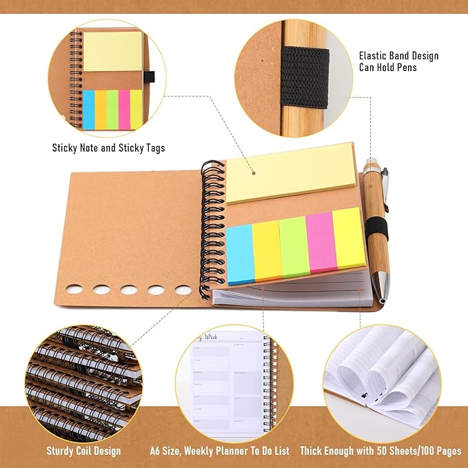 Moinchore 20 Sets Employee Appreciation Gift Inspirational Spiral Notebook with Bamboo Pen Sticky Note Thank You Valentines Day Gift for Coworker Office Staff Team Nurse Teacher (May You Be Proud)
