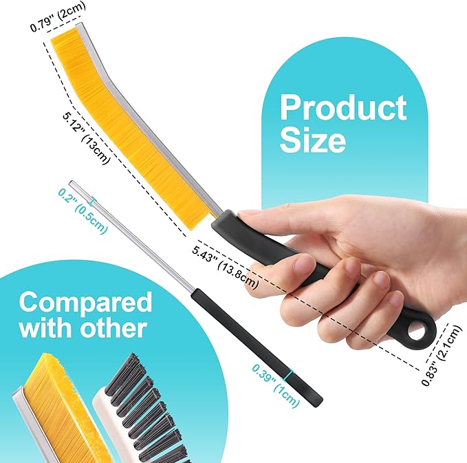 JOYMOOP 4 Pack Crevice Cleaning Brush, Black Hard Bristle Grout Brush, House Cleaning Supplies, Magnetic Gap Cleaning Brush for Kitchen, Bathroom, Window, Toilet, Multifunctional Cleaning Tools