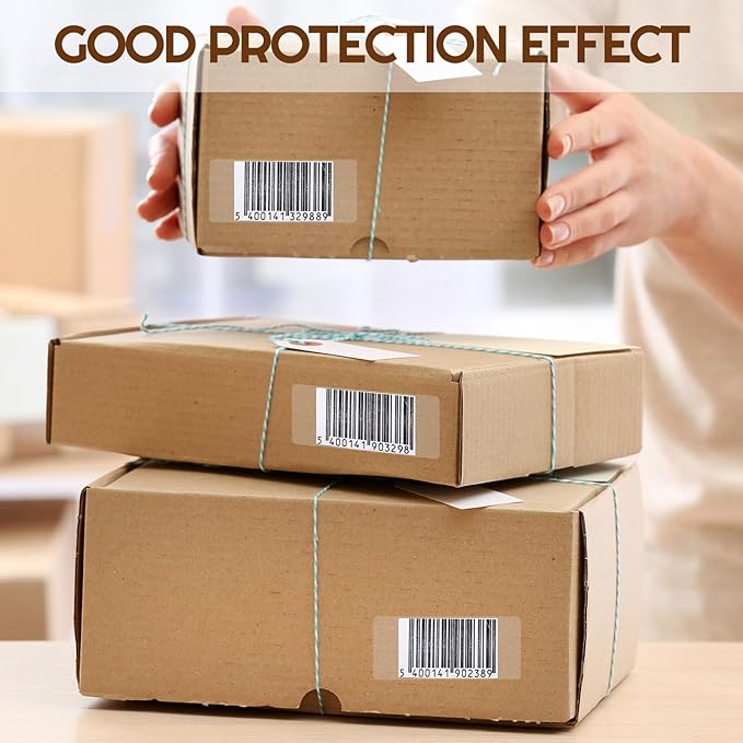 Zonon 750 Pcs Clear Labels Label Protector Clear Stickers Wafer Seals Waterproof Labels for Protecting Barcodes, Numbers and Stickers (3.15x1.18 Inch,Rectangle)