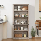 RWYHG 70" Grey Tall Bookshelf Set of 2,5-Tier Thick Wooden Book Shelf with Adjustable Shelves,Free Standing Farmhouse Bookcase with Open Display Storage,Floor Vintage Bookshelves for Living Room