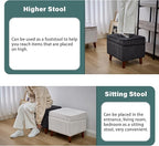 FAGAGA Storage Ottoman with Adjustable Lid, Soft Step Stool, Footrest and Seat, Ottoman Foot Rest for Living Room, Bedroom, Dorm, Dark Gray