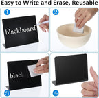 24 Pcs Mini Chalkboard Signs with 8 Chalk Markers and 4 Cleaning Cloth, for Food Labels, Wedding and Bakery, Tabletop Chalkboard Signs, Mini Blackboard Signs