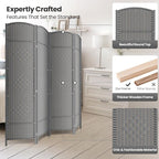 cocosica Paper Rope Room Divider, 4 Panel Wood Mesh Woven Design Screen with Double Sides Weaved, Foldable Portable Partition Divider Screen for Decorationg of Bedroom,LivingRoom,Office Separator
