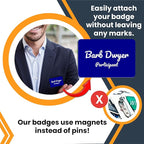 Magnet Me Up Custom Printed Magnetic Name Tag Badge - Text Only, 2x3 inch, Full-Color Customizable Identification Label, for Schools, Offices, Businesses, Made in USA