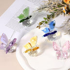 PATIKIL 2 Pcs Butterfly Crystal Paperweight, 75mm / 3 Inch Crystal Paperweight Paper Weight for Home Office Desktop Table Decor Wedding Party Jewelry Ornaments, Pink/Purple