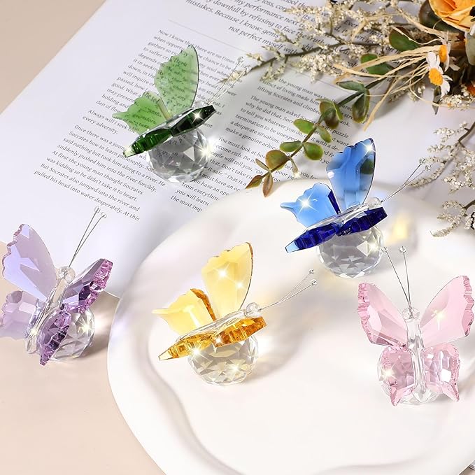 PATIKIL Butterfly Crystal Paperweight, 75mm / 3 Inch Crystal Paperweight Paper Weight for Home Office Desktop Table Decor Wedding Party Jewelry Ornaments, Green