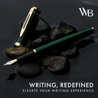 Wordsworth & Black Fountain Pen Set, 18K Gilded Medium Nib, Includes 24 Pack Ink Cartridges, Ink Refill Converter & Gift Pouch, Gold Finish, Calligraphy, [Racing Green], Perfect for Men & Women