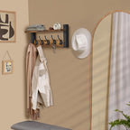 Sorbus Coat Hooks Wall Mount with Shelf – 16 Inch Coat Rack Wall Mount with 5 Heavy Duty Hooks – Floating Wall Shelf with Hooks for Entryway, Bathroom, Bedroom, Kitchen, or Mudroom (Rustic Brown)