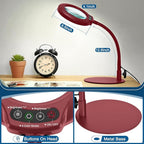 IVMAIE 10X Magnifying Glass with Light, Real Glass Lens, 5 Color Modes Dimmable, Flexible Gooseneck Lighted Magnifier with Stand, LED Desk Lamp Hands Free for Crafts Painting Reading Close Work, Red