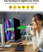 F FORITO 22 Inch 16:10 360°Privacy Screen Protector for Computer Monitor, Removable Eye Protection Anti Blue Light Anti Glare Computer Screen Privacy Shield for 22" Widescreen Monitors