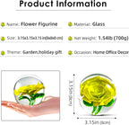 EUSTUMA Hand Blown Glass Flower Paperweight Figurine for Office Desk.Give You A Gift from The Person You Love, The Garden Decoration. (Yellow Flower)