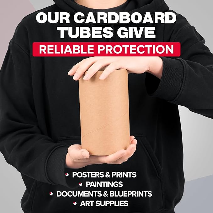 Paclord 4" x 6" Heavy-Duty Reinforced Cardboard Mailing Tube, Pack of 1 Tube with 2 Caps – Secure USPS Approved – Great for Shipping and Storing of Prints, Artwork, Posters or Documents