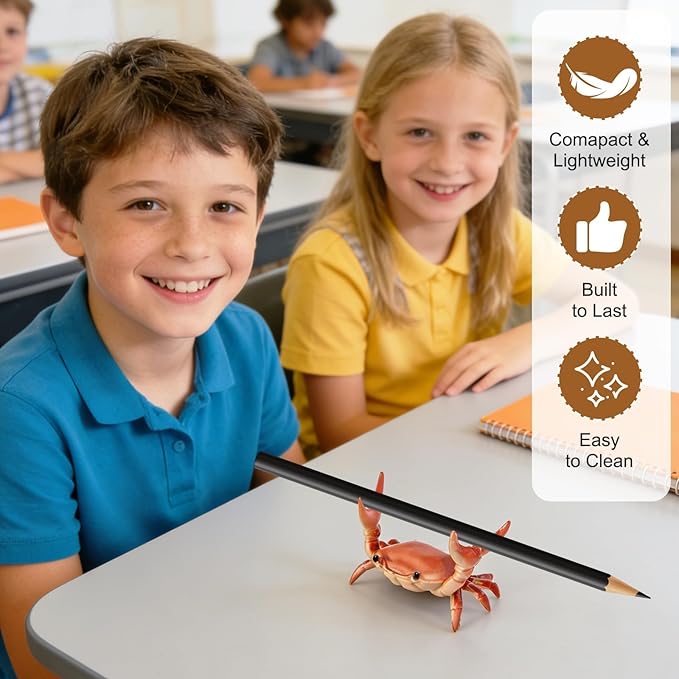 4PCS Desk Crab Pen Holder,Creative Crab Pen Holder,New Cute Crab-Shaped Pen Holders,Weightlifting Crabs Penholder Bracket Storage,Funny Desk Decor for Office Desks,Shop Windows,Home(Red)