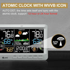 Weather Station Indoor Outdoor Thermometer Wireless, Home Atomic Clock with Large Constant Display, Inside Outside Temperature Humidity Monitor, Dew Heat Point, Barometer Grey