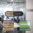 In a Meeting Office Door Sign with Slider - "Breathe" Offices Status Indicator (Meeting in Progress/Available), Adhesive Back & Extra Magnets, Acrylic Privacy Sign for Home Office, Studios & Workspaces