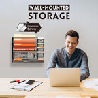 SUPEASY Wall File Organizer, 5-Tier office wall organizer with 4 Pen Holders, Wall Organizer for Office with R-shaped Bottom Tray, Metal Desk Organizer for Office, School, Home, Black