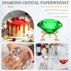 PATIKIL Diamond Crystal Paperweight, 100mm / 3.94" Crystal Paperweight Paper Weight with Gold 25 Metal Base for Home Office Desktop Table Decor Wedding Party Ornaments, Green