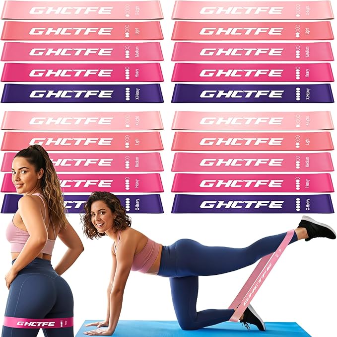 GHCTFE 20PCS Resistance Bands Bulk Set for Trainers, Small Groups & Fitness Classes, Mini Bands for Glutes, Legs, and Core Workouts, Loop Exercise Bands with Storage Bag, Gift for Workout Buddies