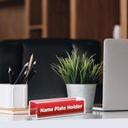 Cinnvoice 10 Pcs 2.25 Inch Cubicle Name Plate Holders Bulk Clear Double Sided Name Sign Tags for Home Library Doors Office Classroom 8.5 x 2.5 x 2.4 Inch