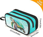 BOENLE Sea Turtle Teal Pencil Case Box Boys Girls Large Pencil Pouch with Zipper Compartments Big Capacity Stationery Pen Bag Organizer for Kids Teens Adults School Office