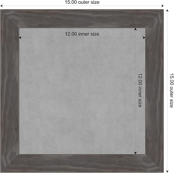 Amanti Art Grey Framed Magnetic Board 15x15 X-Small Vision Board for use with Magnets, 100% Metal Sheet to Display Items as Office Decor or for Home Organization in mudroom, Kitchen or Kids Room