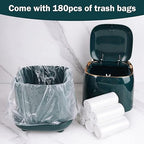 Business King Mini Trash Can 1.6L/0.4 Gallon with Trash Bags 180pcs, Tiny Small Desktop Trash Bin with Lid, Countertop Mini Garbage Bin for Home, Office, Kitchen, Bedroom, Bathroom (Blue)